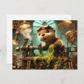 緑豊かなスチームパンクオッターの巻き込み機 ポストカード (正面/裏面)