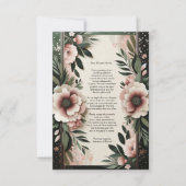 緑豊かなダークグリーンと赤面ピンク結婚フローラ サンキューカード (正面)