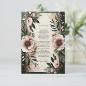 緑豊かなダークグリーンと赤面ピンク結婚フローラ サンキューカード (スタンド正面)