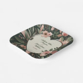 緑豊かなダークグリーンと赤面ピンク結婚フローラ ペーパープレート (傾斜あり)