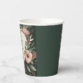 緑豊かなダークグリーンと赤面ピンク結婚フローラ 紙コップ (左)