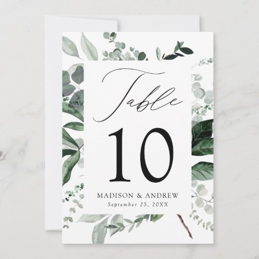 緑豊かなテーブルナンバーカード (裏面)