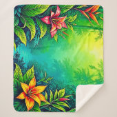 緑豊かなトロピカルジャングルオアシスデザイン シェルパブランケット (正面)