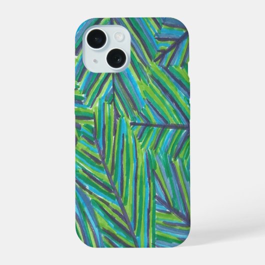 緑豊かなトロピカルナイト iPhone 15ケース (裏面)