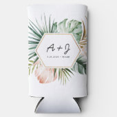 緑豊かなトロピッ結婚クスのスリムなクーラーボックスコージー スリム缶クーラー (正面)