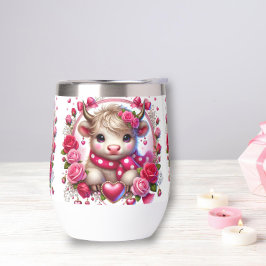 緑豊かなバラハイランド牛の茎のないワインタンブラー