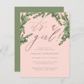 緑豊かなバラ金ゴールドガールベイビーシャワー インビテーションポストカード (正面/裏面)