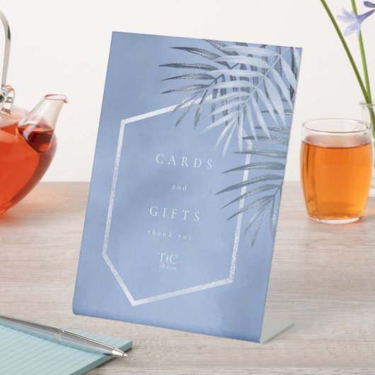 緑豊かなパームリーフカード&ギフトウィンザーブルーID956 台座サイン (インサイチュ)