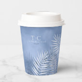 緑豊かなパーム結婚リーフのウィンザーブルーID956 紙コップ (裏面)