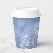 緑豊かなパーム結婚リーフのウィンザーブルーID956 紙コップ (正面)