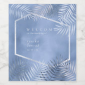 緑豊かなパーム結婚リーフのウェルカムウィンザーブルーID956 ワインラベル (シングルラベル)