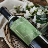 緑豊かなパーム結婚リーフのウェルカムモスグリーンID956 ワインラベル