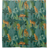 緑豊かなヒョウのジャングル シャワーカーテン (正面)