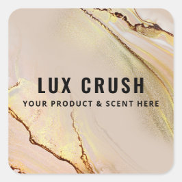 緑豊かなピンクと金ゴールドアルコールのインク製品ラベル スクエアシール