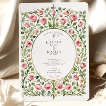 緑豊かなピンクのローズガーデンヴィンテージウェディング