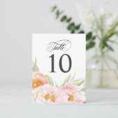 緑豊かなピンクの牡丹フローラテーブル番号 招待状 (スタンド正面)