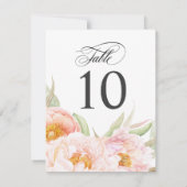 緑豊かなピンクの牡丹フローラテーブル番号 招待状 (裏面)