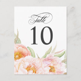 緑豊かなピンクの牡丹フローラテーブル番号 招待状
