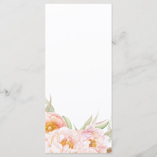 緑豊かなピンクの牡丹フローラメニュー メニュー (裏面)