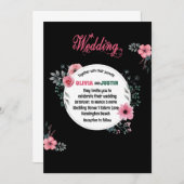 緑豊かなピンクローゼロマンチック結婚ズ 招待状 (正面/裏面)