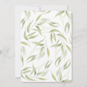 緑豊かなピンク牡丹ウォーターカラーフローラブライダルシャワー 招待状 (裏面)