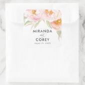 緑豊かなピンク牡丹フローラ スクエアシール (バッグ)