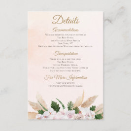 緑豊かなピンク金ゴールド水彩フローラ宿泊施設 エンクロージャーカード