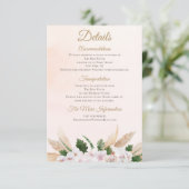 緑豊かなピンク金ゴールド水彩フローラ宿泊施設 エンクロージャーカード (スタンド正面)