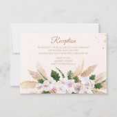 緑豊かなピンク金ゴールド水彩フローラ披露宴カード 招待状 (正面)