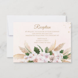 緑豊かなピンク金ゴールド水彩フローラ披露宴カード 招待状