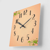 緑豊かなピーチと高コントラスト顔 スクエア壁時計 (傾斜)