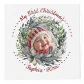 緑豊かなフォトキューブを持つクリスマスリース フォトキューブ (正面)