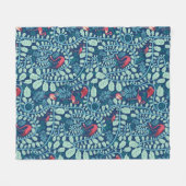 緑豊かなフラミンゴジャングル フリースブランケット (正面(横))