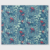 緑豊かなフラミンゴジャングル ラッピングペーパー (フラット)