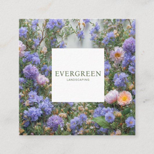 緑豊かなフローラガーデンワイルドフラワー開花 スクエア名刺 (正面)