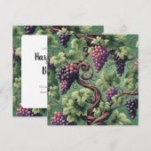 緑豊かなブドウ園の至福:ブドウの木のタペストリー 招待状 (正面/裏面)