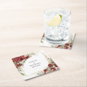 緑豊かなブルゴーニュフローラ金ゴールド幾何学結婚法の スクエアペーパーコースター (インサイチュ)