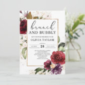 緑豊かなブルゴーニュ赤面ピンクのフローラブランチと泡立ち 招待状 (スタンド正面)