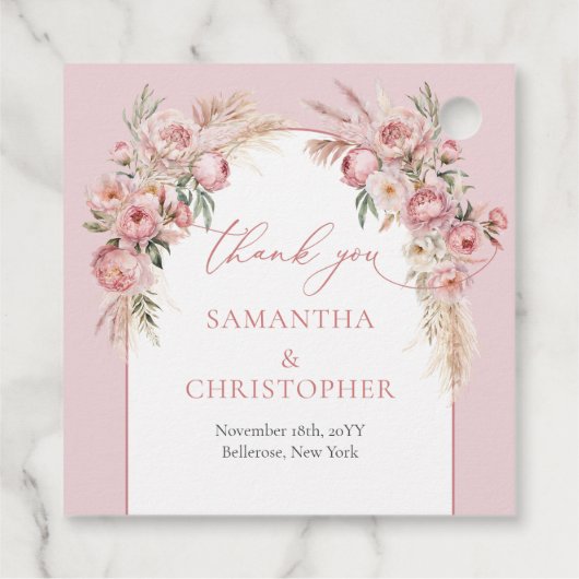 緑豊かなブーケ赤面牡丹フローラアーチパンパ フェイバータグ (裏面)