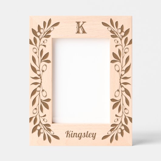 緑豊かなベリースパイグモノグラム&名前 レーザー彫刻フレーム (正面)