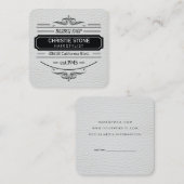 緑豊かなホワイトレザープリントレトロラベル理容師 スクエア名刺 (正面/裏面)