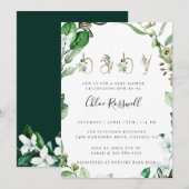 緑豊かなボタニカルグリーンのベビーシャワー招待状 招待状 (正面/裏面)
