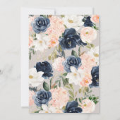 緑豊かなマグノリアのバラの灰色海軍及び赤面のブライダルシャワー 招待状 (裏面)