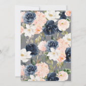 緑豊かなマグノリアの花の濃紺のピンクのベビーシャワー 招待状 (裏面)