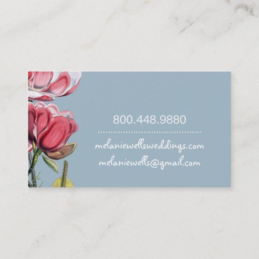 緑豊かなマグノリアウェディングプランナーお洒落型 名刺 (裏面)