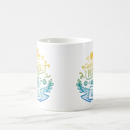 緑豊かなメーカーのための黄色の青のグラデーション平和引用文 コーヒーマグカップ (中央)