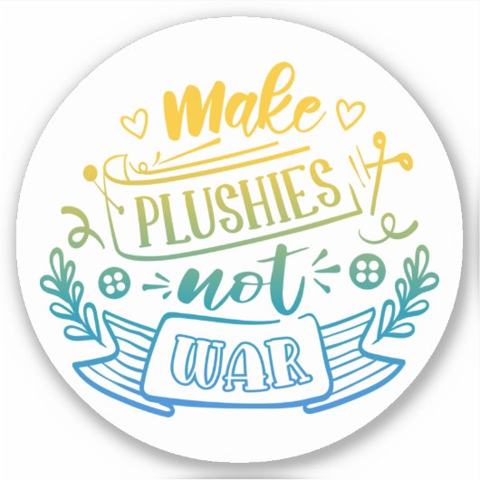 緑豊かなメーカーのための黄色の青のグラデーション平和引用文 シール (正面)