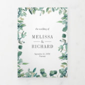 緑豊かなユーカリの葉が一つにまとまったウェディング 三つ折り招待状 (カバー)