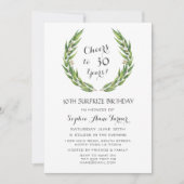 緑豊かなユーカリの葉のリース30th誕生日 招待状 (正面)