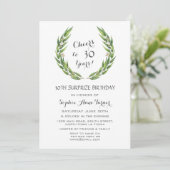 緑豊かなユーカリの葉のリース30th誕生日 招待状 (スタンド正面)